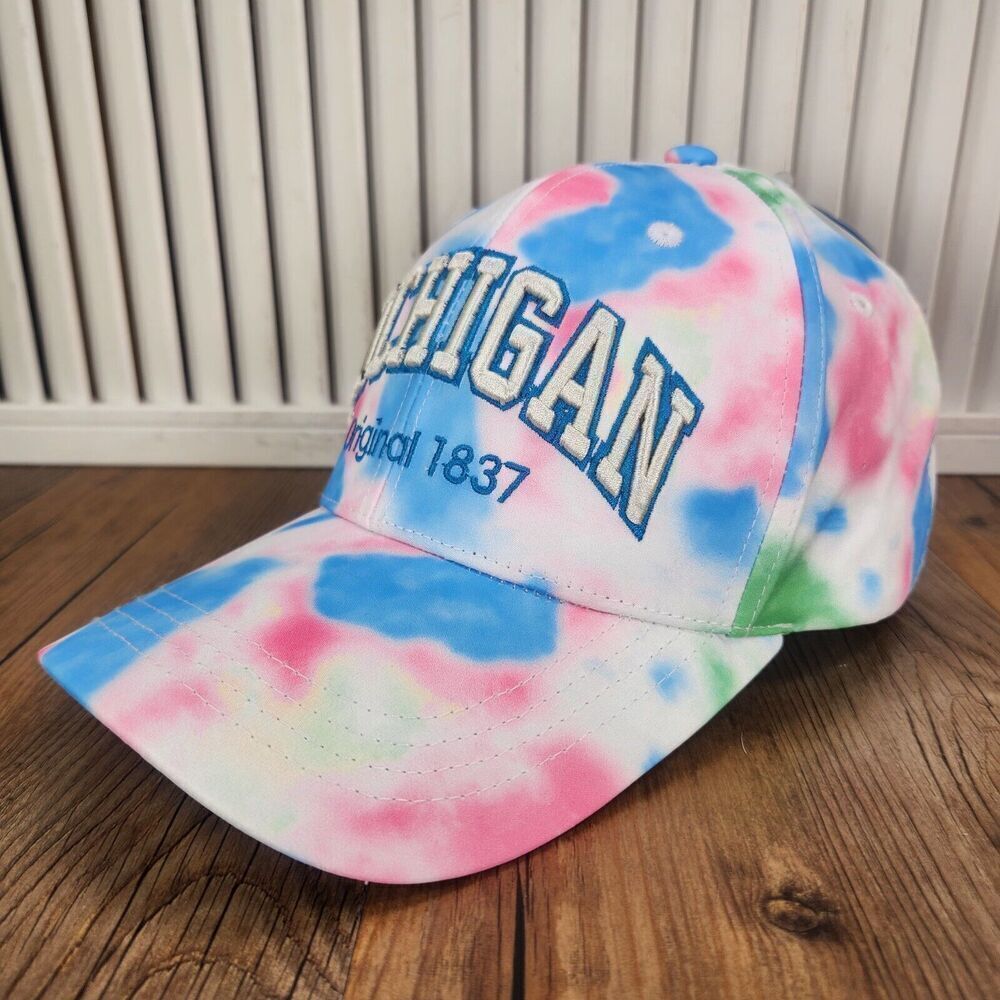 Robin Ruth Michigan Bubble Gum Tie Dye Hat Cap Blue Pink Colorful Pastels Design